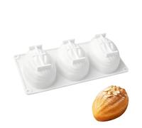 Baking Mold 3-Cavity Reusable Almond Shape Silicone Dessert Mould