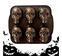Baking Mould - Candy Mould | 6 Cavities Aluminum Alloy Skull Candy Molds Golden, Creepy Muffin Moulds, Golden Skull Molds For Chocolate 6 Cavities Skull Baking Mould For Birthdays New Year