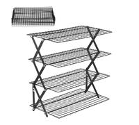 Baking Rack - 4-Tier Stackable Foldable Cooling Stand for Bread, Cake, and Pizza with Grill Function, Multi-Layer Organizer for Baking, Cooking, Roasting, Non-Stick Steel Frame, Kitchen and Bakery Use
