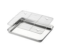 Baking Sheet - 35x35cm Non Stick Square Stainless Steel Pan, Cooling Rack, Durable Cooking Wire Rack | BBQ For Outdoor Table Cart Yard Patio Porch Lawn Backyard Garden