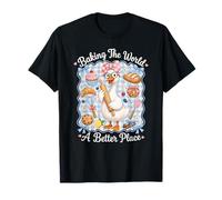 Baking The World A Better Place Cute Goose Pun Bake Design Maglietta