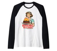 Baking with Rage Casalinga Anni 50 Pop Art Umorismo Maglia con Maniche Raglan