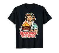 Baking with Rage Casalinga Anni 50 Pop Art Umorismo Maglietta