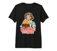 Baking with Rage Casalinga Anni 50 Pop Art Umorismo Maglietta Premium