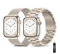 baklon 2 Pezzi Compatibile con Cinturino Apple Watch, Acciaio Inossidabile, 42mm(Series 1 2 3) 44mm 45mm 49mm 46mm, Series Ultra2/Ultra/SE2/SE/10 9 8 7 6 5 4 3 2 1, Colore Stellar