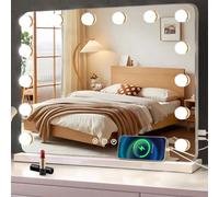 baklon Specchio Trucco con Luci, 50x40cm Hollywood Specchio Trucco con Luce 14 LED, Specchio da Tavolo con Controllo Tattile e 3 Modalità di Illuminazione - Vanity Mirror Make Up