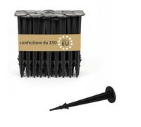 BAKOKI 150 picchetti di fissaggio in plastica per telo erbacce - picchetti resistenti ai raggi UV, diametro testa 25 mm, per rete per talpe, tessuto non tessuto, pacciamatura, prato