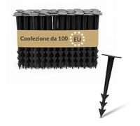 BAKOKI Fissaggio di Ancoraggio a Terra in plastica, 100 x - picchetti Resistenti ai Raggi UV, Struttura a Coste e Ganci, Testa Larga, Ideale per Piante infestanti, geotessile, pacciamatura, Prato