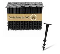 BAKOKI Fissaggio di Ancoraggio a Terra in plastica, 200 x - picchetti Resistenti ai Raggi UV, Struttura a Coste e Ganci, Testa Larga, Ideale per Piante infestanti, geotessile, pacciamatura, Prato