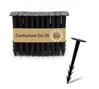 BAKOKI Fissaggio di Ancoraggio a Terra in plastica, 50 x - picchetti Resistenti ai Raggi UV, Struttura a Coste e Ganci, Testa Larga, Ideale per Piante infestanti, geotessile, pacciamatura, Prato