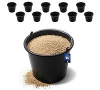 BAKOKI Robusto set di 10 secchi per malta da 5 litri in LDPE riciclato con archetto in metallo e scala interna, secchio per cemento, secchio per cemento, secchio per pulizia e acqua per cantiere