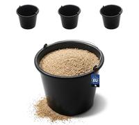 BAKOKI Robusto set di 3 secchi per malta da 5 litri in LDPE riciclato con archetto in metallo e scala interna, secchio per cemento, secchio per cemento, secchio per pulizia e acqua per cantiere