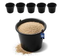 BAKOKI Robusto set di 5 secchi per malta da 5 litri in LDPE riciclato con archetto in metallo e scala interna, secchio per cemento, secchio per cemento, secchio per pulizia e acqua per cantiere