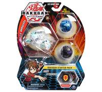 BAKUGAN Starter Pack, 3 Sfere, 2 Classici e 1 Ultra, Dragonoid Black, T-Rex Blue e Lion White