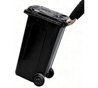 BAKULI Cestino Portatile Esterni Con Ruote Scanalature Laterali Ideale For Spazi Pubblici Come Aree Gestione Immobiliare Campus(Negro,28 Gallon)