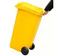 BAKULI Cestino Portatile Esterni Con Ruote Scanalature Laterali Ideale For Spazi Pubblici Come Aree Gestione Immobiliare Campus(Yellow,65 Gallon)