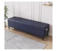 BAKULI End Bed Storage Bench With Flip Top Rectangular Faux Leather Living Room Entryway Bedroom Modern Foot Rest(Blu,120CM)