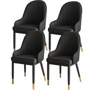 BAKULI Set 4 Sedie da Pranzo Similpelle Sedia Reception Pelle PU Impermeabile Con Gambe Metallo Per Sala Cucina Camera Letto(Negro)