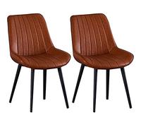 BAKULI Set di 2 Sedie Ecopelle, Sala da Pranzo, Cucina con Schienale PU, Moderne Salotto Metà Secolo Gambe Metallo(Orange,Black feet)