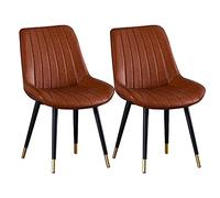 BAKULI Set di 2 Sedie Ecopelle, Sala da Pranzo, Cucina con Schienale PU, Moderne Salotto Metà Secolo Gambe Metallo(Orange,Black gold feet)