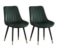 BAKULI Set di 2 Sedie Ecopelle, Sala da Pranzo, Cucina con Schienale PU, Moderne Salotto Metà Secolo Gambe Metallo(Green,Black gold feet)