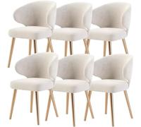 BAKULI Set di 6 Sedie da Pranzo Moderne Poltrona Cucina con Gambe Metallo Sedile E Schienali Velluto for Soggiorno Camera Letto Condominio(Beige White)