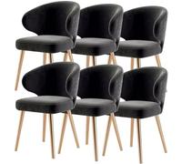 BAKULI Set di 6 Sedie da Pranzo Moderne Poltrona Cucina con Gambe Metallo Sedile E Schienali Velluto for Soggiorno Camera Letto Condominio(Negro)