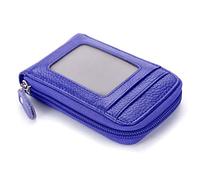 BAKUN, porta carte di credito con cerniera, sottile, in pelle di alta qualità, con scomparto trasparente per foto, portafoglio da viaggio, Blu, M, Casual