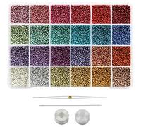 Bala&Fillic 11/0 perle di semi per la produzione di orecchini, 24 colori 14400 pezzi in una scatola di piccole perle di semi con strumenti di bordatura
