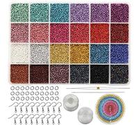 Bala&Fillic 12/0 - Kit di 24 colori totali in 14400 pezzi in box Craft Seed Beads with Beading Tools for Jewelry Making Braccialetti and Earrings (600 pz/color, 24 colori)