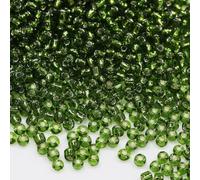 Bala&Fillic 12/0 perline trasparenti argentate foderate, 10000 pezzi, 110 grammi, colore verde militare, 2 mm, perline di vetro da infilare, per la creazione di gioielli (verde militare)