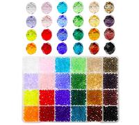 Bala&Fillic 6 mm Perline di vetro Briolette Rondelle sfaccettate Craft Crystal Beads per Bracelet Making 24 Colori in Contenitore (Total 1200 pezzi)