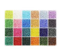 Bala&Fillic Perline 8/0 in vetro trasparente argentato, circa 7200 pezzi in scatola, 24 colori assortiti, 3 mm, perline per la creazione di gioielli (300 pezzi/colore, 24 colori)