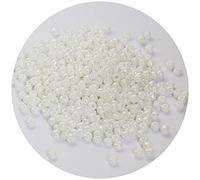 Bala&Fillic Perline di vetro 6/0 da 4 mm, circa 1200 pezzi/100 grammi in sacchetto, per realizzare bracciali e collane (bianco perlato)