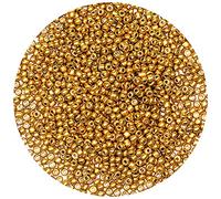 Bala&Fillic Perline di vetro 6/0 da 4 mm, circa 1200 pezzi/100 grammi in sacchetto, per realizzare bracciali e collane (oro)