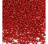 Bala&Fillic Perline di vetro 8/0 da 3 mm, circa 3600 pezzi/100 grammi in sacchetto, per realizzare bracciali, collane, orecchini (rosso argento)