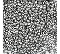 Bala&Fillic Perline di vetro 8/0 da 3 mm, circa 3600 pezzi/100 grammi in sacchetto, per realizzare bracciali, collane, orecchini (argento opaco)