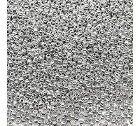 Bala&Fillic Perline di vetro 8/0 da 3 mm, circa 3600 pezzi/100 grammi in sacchetto, per realizzare bracciali, collane, orecchini (argento)