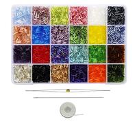 Bala&Fillic Perline di vetro con aghi per perline, 7200 pezzi, 24 colori, lunghezza 6 mm, perline tubolari per la creazione di gioielli