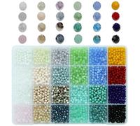 Bala&Fillic - Perline di vetro sfaccettate a rondella, taglio briolette, dimensione 4 mm, per bigiotteria fai da te, 24 colori assortiti, con contenitore, 2400 pezzi