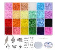 Bala&Fillic Perline in vetro 12/0, 2 mm, circa 21600 pezzi in scatola, 24 perline multicolore assortite per la creazione di gioielli (900 pezzi/colore, 24 colori)