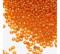 Bala&Fillic Perline Rocailles 8/0, trasparenti, argentate, 3600 pezzi, 100 grammi, colore arancione, 3 mm, perle di vetro da infilare, per la creazione di gioielli (arancione)