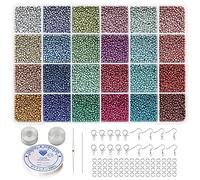 Bala&Fillic Set di mini perline da infilare, 24 colori, 14400 pezzi, in scatola, 12/0 perline con filo di perle e aghi per la creazione di gioielli