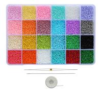 Bala&Fillic Size Uniform 2 mm Seed Beads Totale 24000 pz in Box Small Seed Beads 12/0 Glass Craft Beads for Jewelry Making (1000pcs/Color, 24 colori)