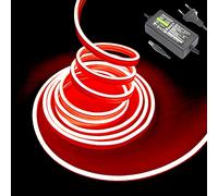 Balabaxer Barra luminosa LED Neon, 5 m 12 V DC 600 SMD2835 LED impermeabile per interni ed esterni (con adattatore di alimentazione) (5 m, rosso)