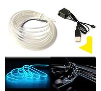 Balabaxer El Wire - Striscia LED per interni auto, 5 m, cavo al neon USB 5 V con protezione fusibile per decorazione interna dell'auto con bordo cucito da 6 mm
