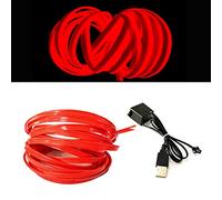 Balabaxer Filo Elettroleminescente Rosso per Auto LED, Striscia da 5M con Cavo Neon USB 5V con Protezione Fusibile per Decorazione Interna Auto con Bordo da Cucire da 6mm…