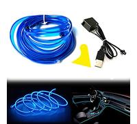 Balabaxer Filo elettroluminescente al neon blu, luci LED per interno auto, striscia da 5 m, filo al neon USB 5V con protezione fusibile per decorazione interna auto con bordo di cucitura da 6 mm