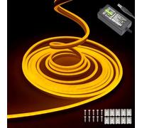 Balabaxer Striscia LED giallo neon 16,4 piedi/5 m 12 V DC 600 SMD2835 LED tubo luminoso impermeabile per interni ed esterni decorazione della casa (con alimentatore)
