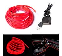 Balabaxer Tubo flessibile per luce al neon USB EL-Wire, 3 m, 3 m, DC 5 V, per interni auto, illuminazione decorativa gap.